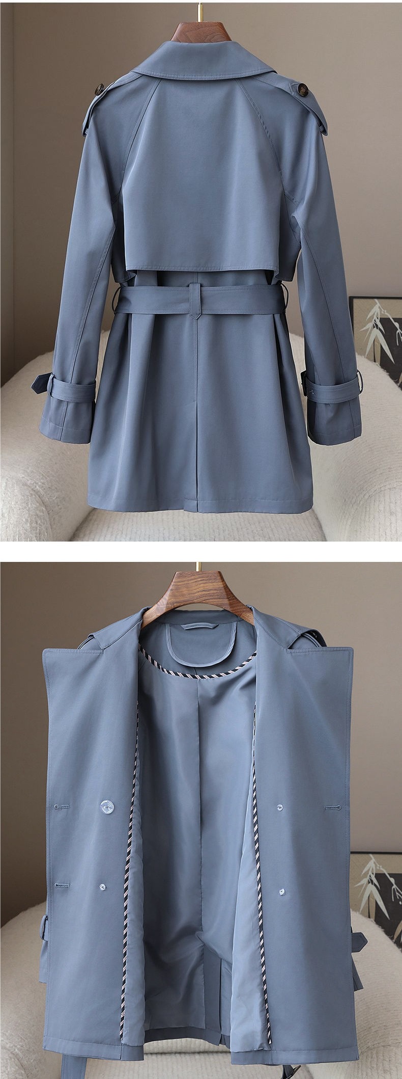 Trench mujer estilo coreano entallado primavera otoño trendy_voghion.com