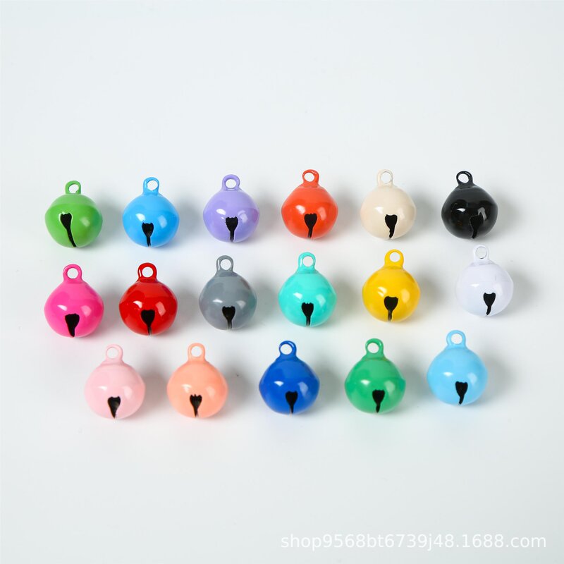 14mm Candy-Colored Painted Flat Bell Round Bell Christmas DIY Metal Iron Pet Accessories Keychain