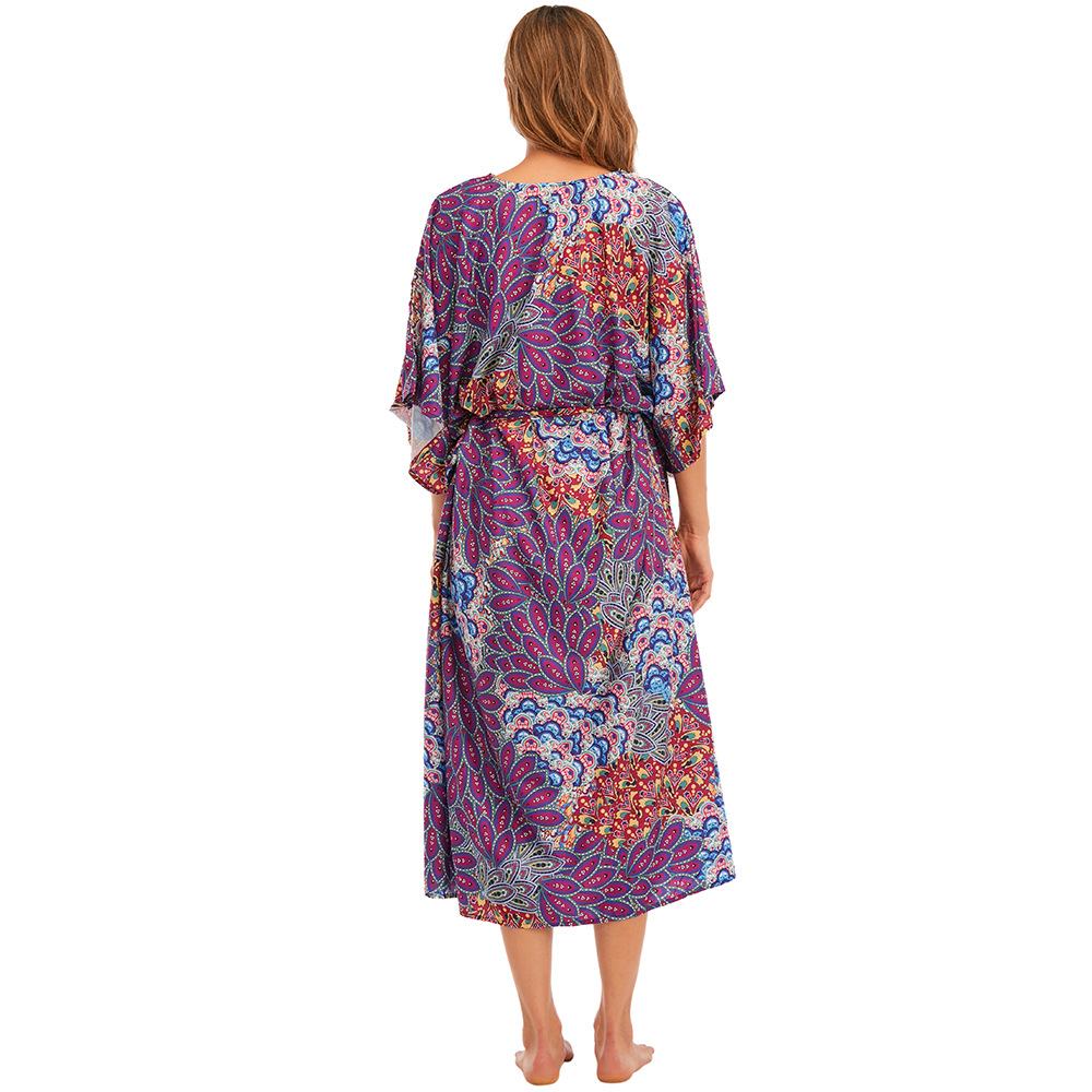 5D127 blusa de playa de secado rápido impreso traje suelto playa protección solar camisa playa vacaciones falda traje de baño chaqueta