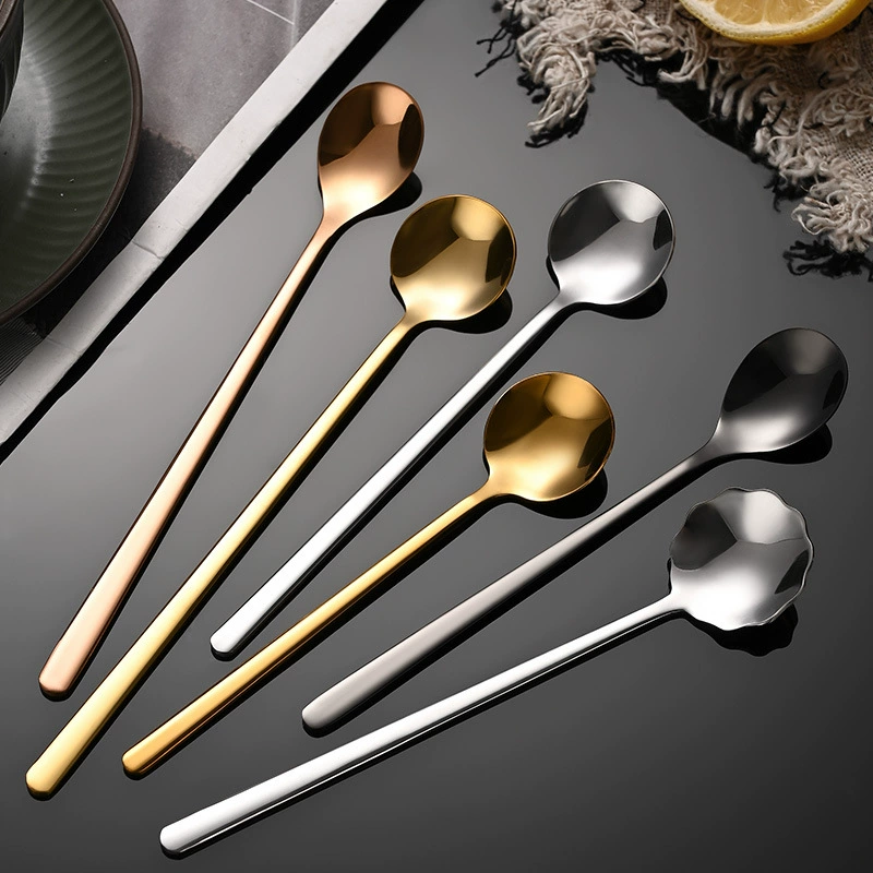 Ложка для перемешивания кофе из нержавеющей стали 304, маленькая круглая ложка, утолщенная ложка для птичьего гнезда, белая грибная ложка, креативная ложка для меда, десерта, капли воды