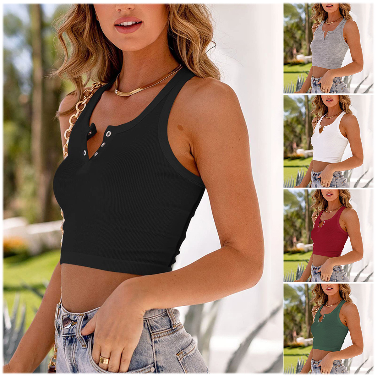 Summer solid color bra top