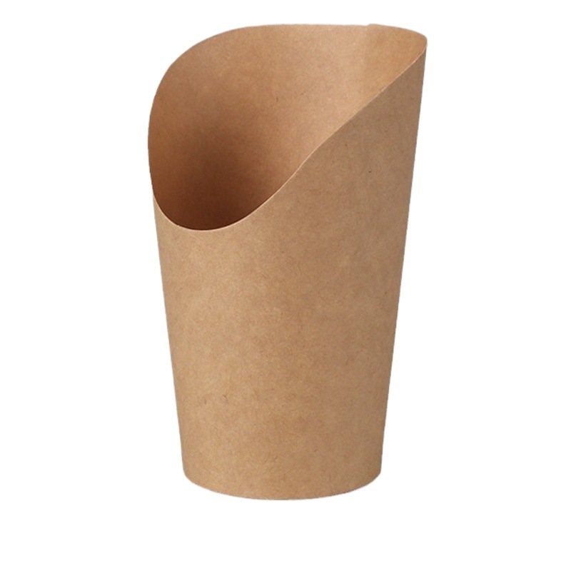 Taza de papas fritas desechable Taza oblicua de piel de vaca Huevos de huevo personalizados Oden caja de embalaje brocheta taza de papel de helado