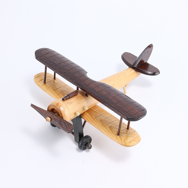 Innovador retro aviones de madera habitación hogar de madera decoración de escritorio modelo de avión decoración artesanía
