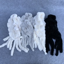 多色可选 2024 真毛獭兔毛流苏围巾冬季女士优雅围脖保暖柔软触感