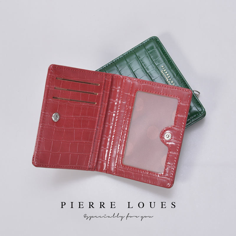 Cross-border spot francés de lujo ligero billetera corta de dama cocodrilo doble plegable multi-tarjeta cremallera bolso de cambio de mujer