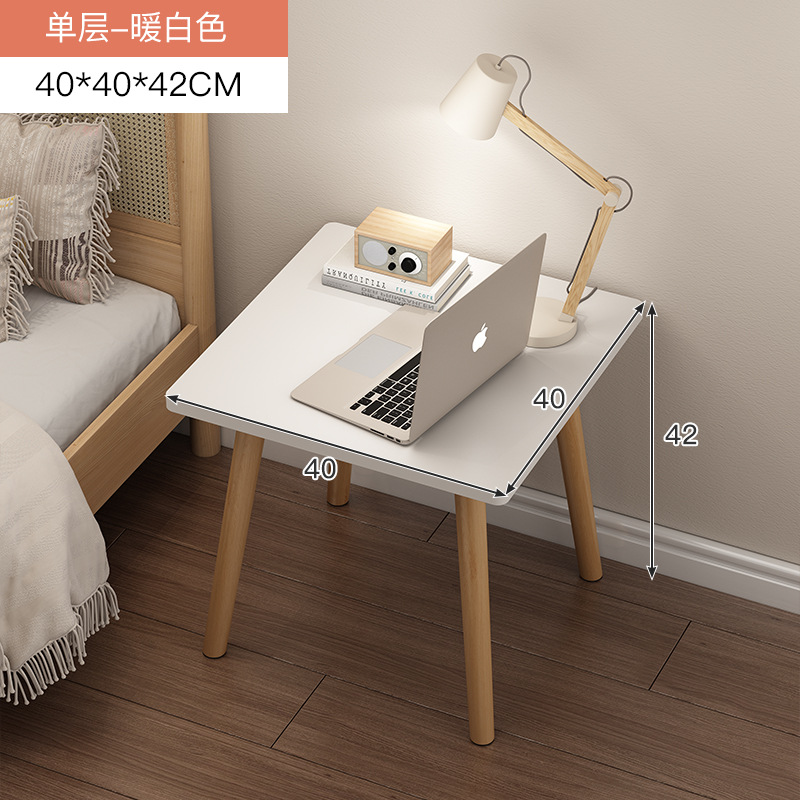 Mesita de noche simple mesita de noche moderna estante de almacenamiento de doble capa sala de estar sofá pequeña mesa de café dormitorio mesa pequeña