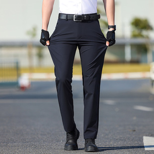 Business Casual Pants Men's 2024 Summer Thin Ice Silk Pants Loose Straight New High-end Business Pants Trousers