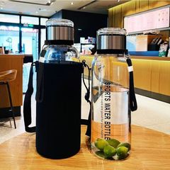 大容量タンタンカップ オフィス用携帯型 ロープ付きトンタンバケツ 断熱カップカバー ガラス製茶水分離カップ