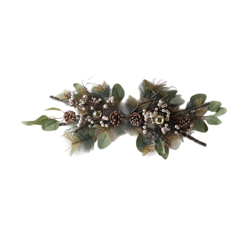 Decoraciones navideñas, accesorios de tiro, colgador de pared navideño, corona navideña nórdica, puerta, colgador de ratán, decoración de la escena de la ventana image 5