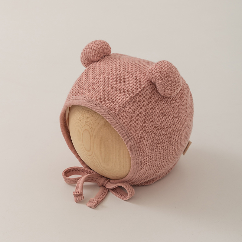 Baby hat Autumn and winter cute double ball baby small month new ear protective hat_viptrois.com