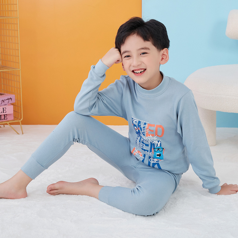 Conjunto de ropa interior para Niños y Niñas Ropa de otoño pantalones largos conjunto de ropa interior para niños pijamas de algodón para niños
