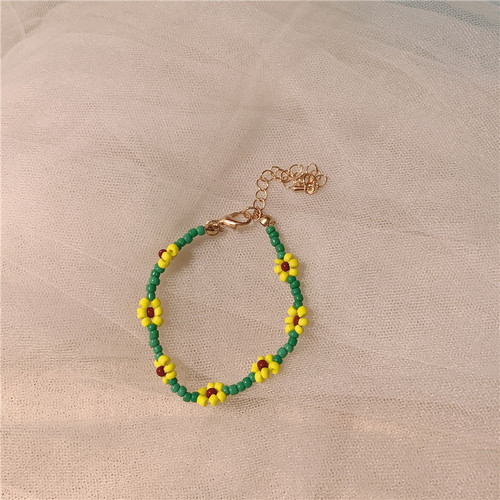 Korean retro colorful beaded bracelet Korean style girl's rice bead flower bracelet ins style Zouju hand jewelry for women