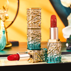新款古典國潮風浮雕口紅柔霧絲絨妝效啞光持妝不沾杯古韻雕花口紅