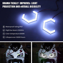 汽车摩托车改装六边形天使眼光圈白光70mm80mm90mm六角形大灯光环