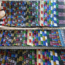 彩条金银丝线布 色织间条七彩条纹 彩色网布 玩具服装工艺品面料