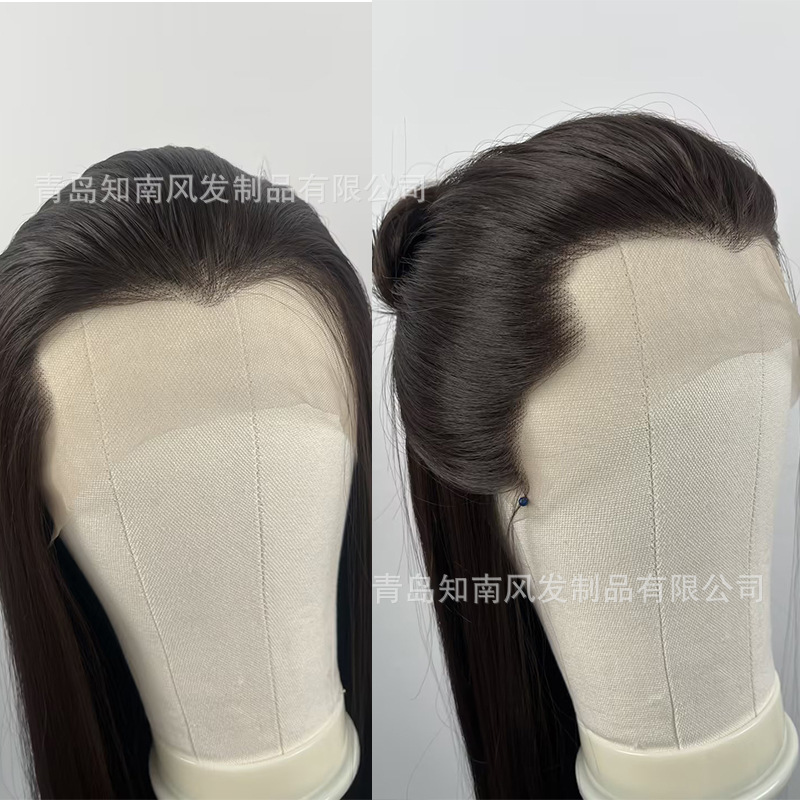 Ancient Style Brown Three-Pointed Wig with Beauty Bangs, Film and Television Costume Styling, 13*4 Hand-Crocheted Matte High-Temperature Fiber Hairpiece