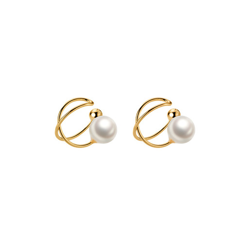 Pearl ear clip braided ear jewelry ins niche design ear stud ear bone clip without piercing high-end sense wholesale