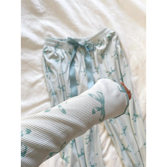 Skin-friendly Modal Cotton Pajamas Women's 2024 Spring and Autumn New Soft Waxy Skin-friendly Bow Printed Home Clothes suit