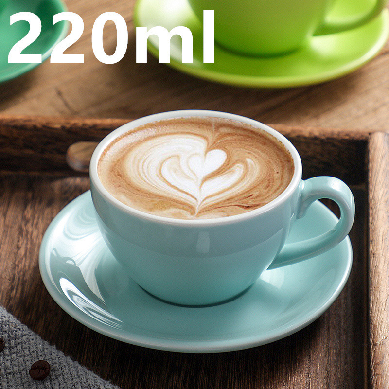 Cross-border thickened ceramic coffee cup and saucer suit share latte cup cappuccino cup 220ml logo printing