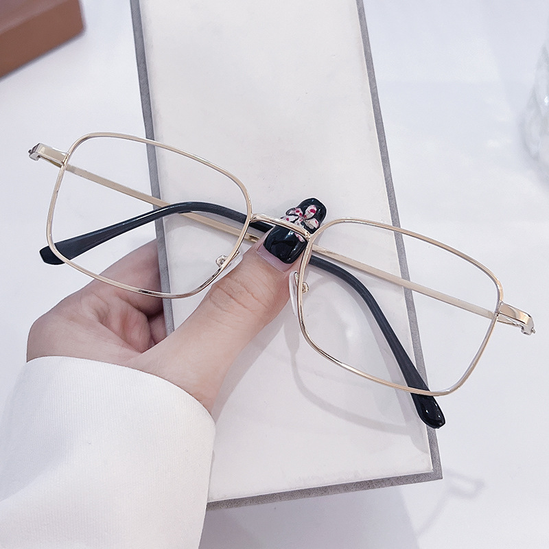 斯文金糸メガネ男型顕顔小金属細枠変色平光鏡ins高顔値近視眼鏡枠