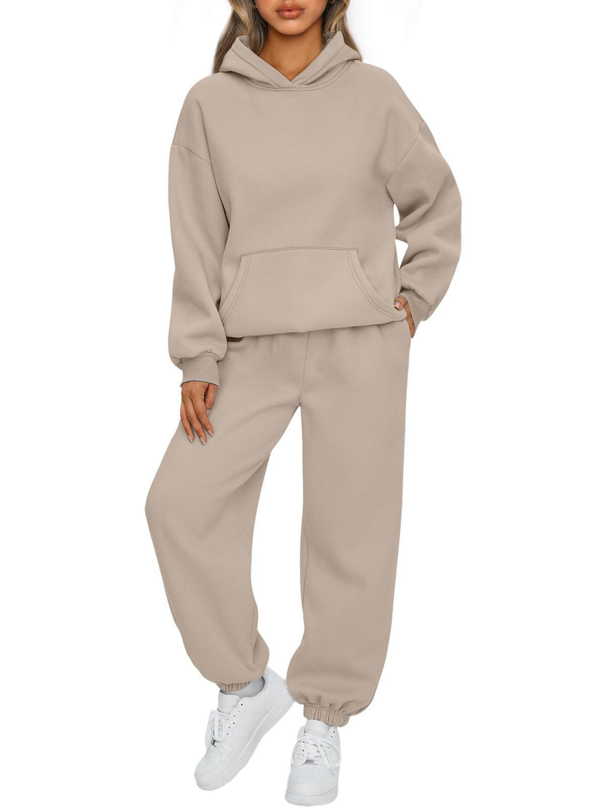 ActiveGo European And American Autumn Winter Women's Two-Piece Hoodie Loose Casual Long Pants Sportswear Set In Stock_desvips.com