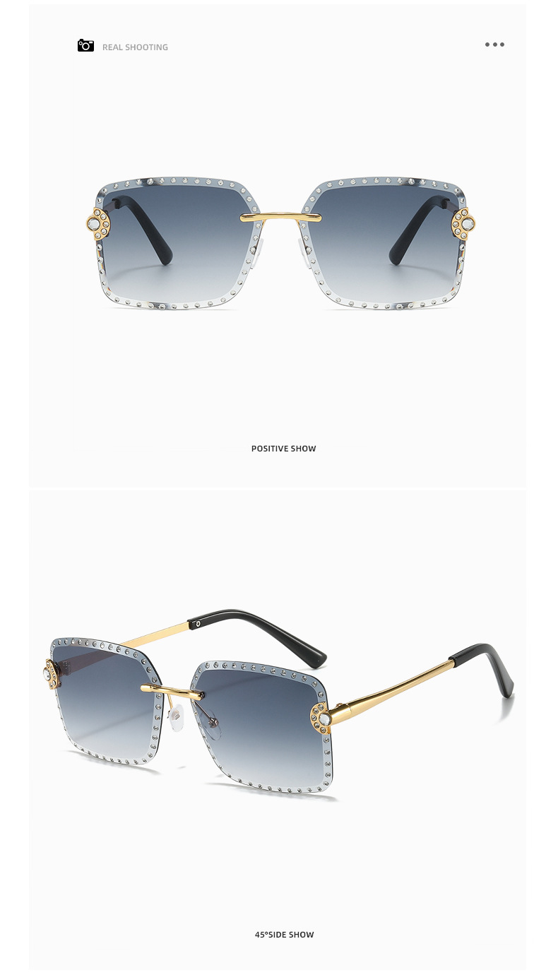 IG Style Gradient Color Diamond Women's Sunglasses display picture 9