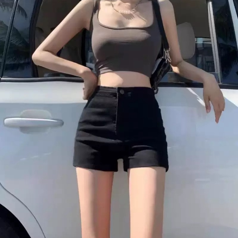 Hong Kong Style Black Denim Shorts for Women, Summer High-Waisted Slim-Fit Hip-Hugging Hot Girl A-Line Ins Pants Hong Kong Style Black Denim Shorts for Women, Summer High-Waisted Slim-Fit Hip-Hugging Hot Girl A-Line Ins Pants