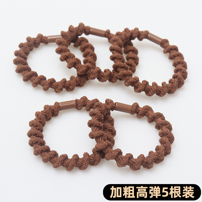 Negro de alta cola de caballo cuerda de pelo simple no lastimar el pelo banda de goma Las niñas corbata cabeza alta elástica banda de pelo durable cubierta de cuero tocado