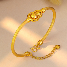 小红书同款沙金爆闪鱼鳞可旋转葫芦手镯古法复古高级感碎冰冰镯子