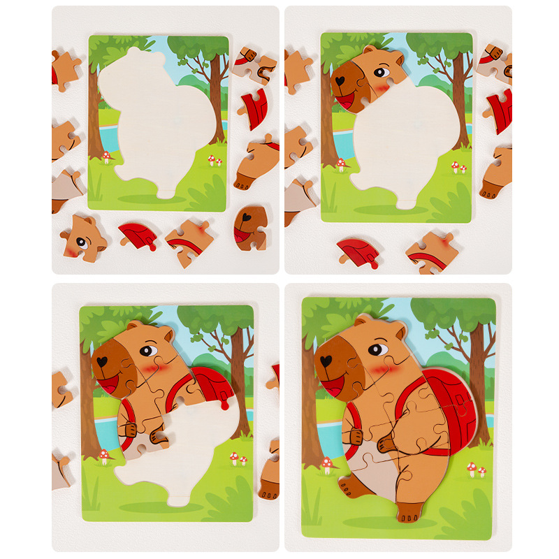 Rompecabezas para niños lindo capibara rompecabezas bebé jardín de infantes juguetes interactivos para padres e hijos iluminación educación temprana rompecabezas juguetes