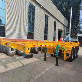 供应45尺集装箱骨架半挂车价格 两轴集装箱运输挂车图片