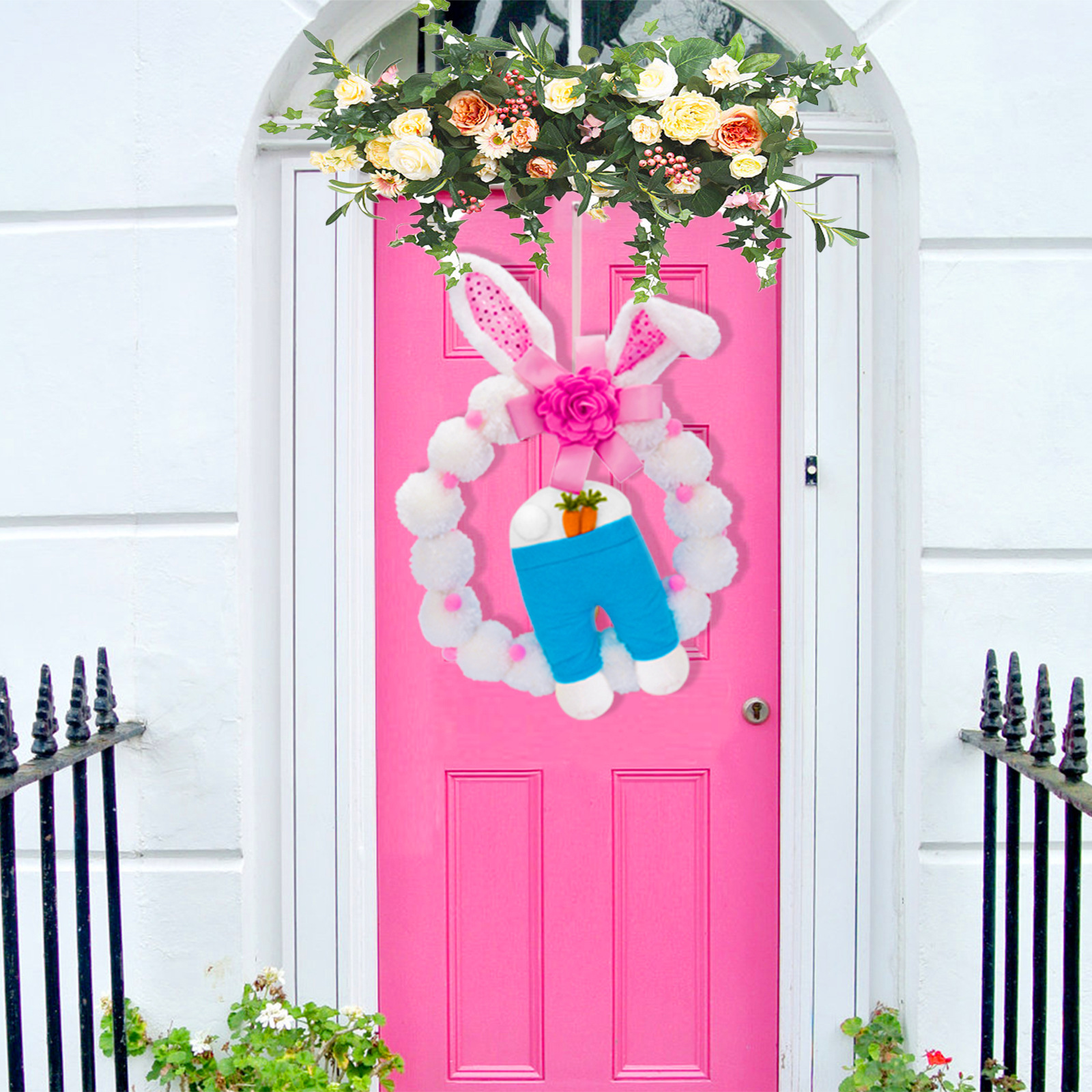 Transfronterizo nuevo conejo de Pascua adornos de peluche Orejas de conejo puerta de pared de la ventana colgante lindo regalo