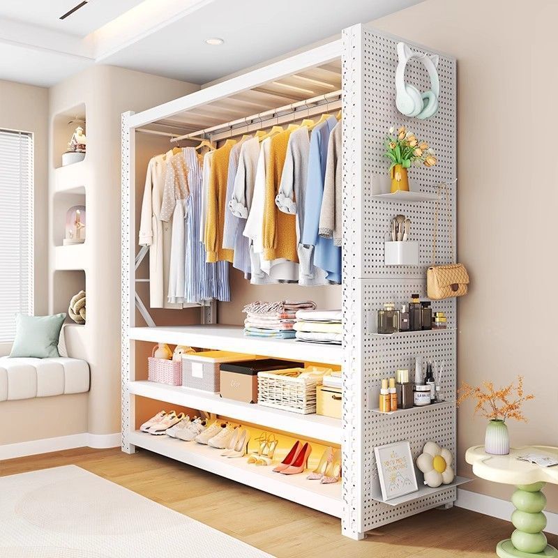 Ultra-Thick Shelf Wardrobe Multi-Layer Simple Wardrobe Adjustable Hole Board Storage Cabinet Butterfly Hole Storage Iron Shelf