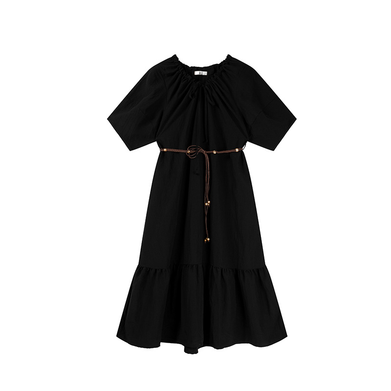 双天大码服饰胖妹妹2025年夏季新款抽绳V领显瘦连衣裙9017 双天大码服饰胖妹妹2025年夏季新款抽绳V领显瘦连衣裙9017