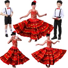 幼儿园表演西班牙斗牛士大摆裙舞裙开场舞女儿童斗牛演出服装包邮