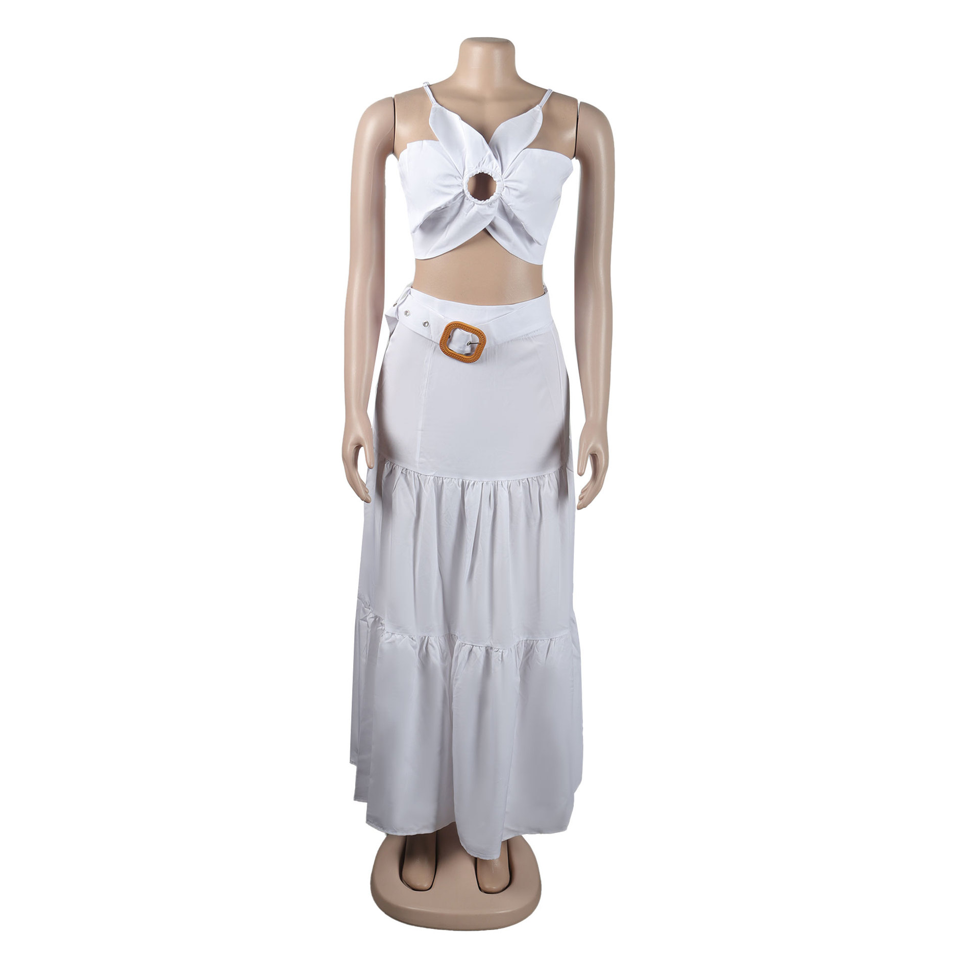 354g Weight Sleeveless Sleeve Length Polyester Fabric Type Skirt Co-ord Set Sets Type 2 Pieces Set Quantity Holiday Occasion Strap Neckline Slim Fit Type Solid Color, Flower Pattern Summer Season Women's Gender Vacation Style Holiday Women's Vacation Solid Color Flower Polyester Skirt Co-ord Set Skirt Sets 23