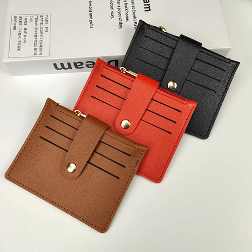 Short small card holder ID holder with zipper and buckle driver's license all-in-one student coin purse factory direct sale