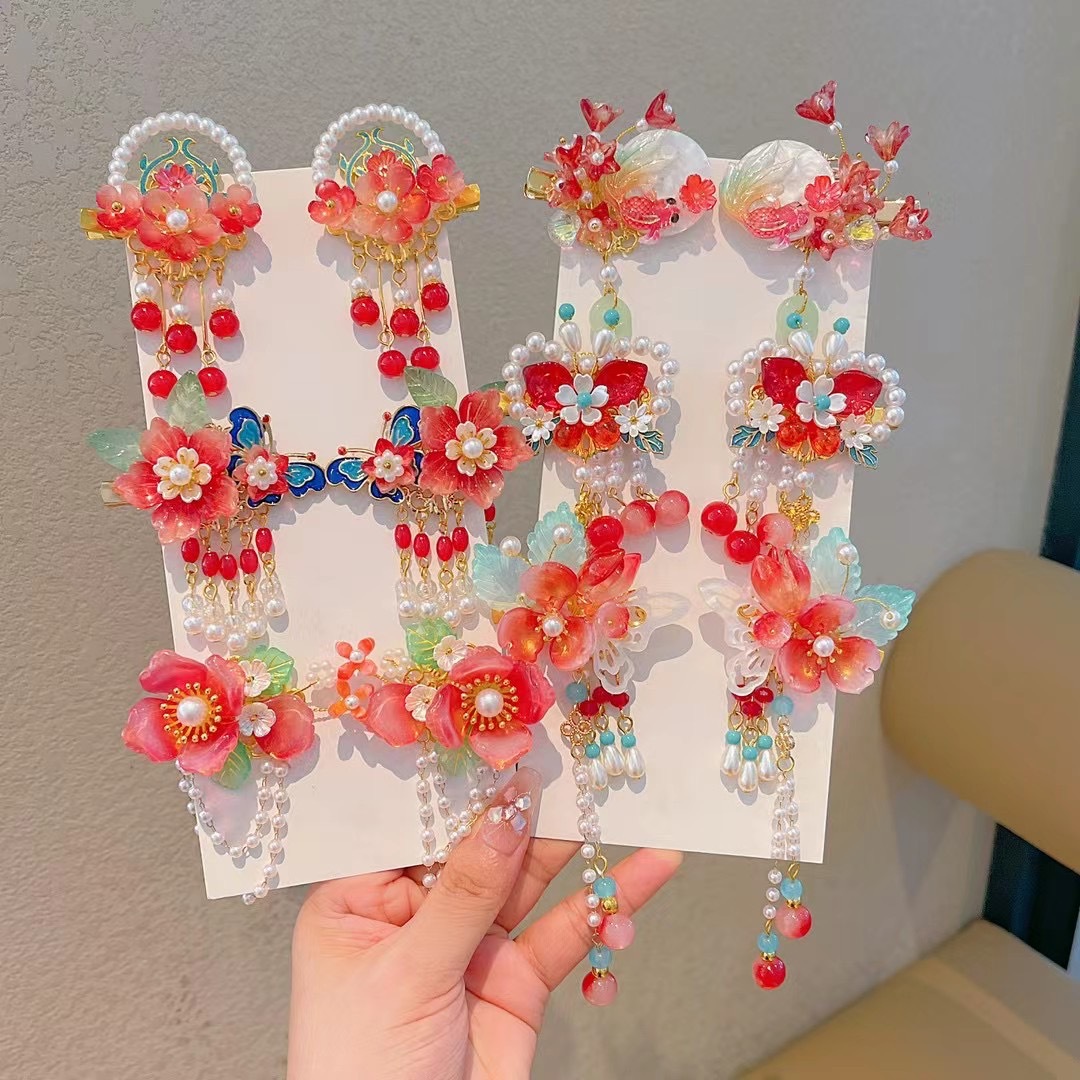 Hanfu Girls Super Fairy Antique Pendant Tassel Hairpin Headwear Hairpin Hair Accessories Cheongsam Dance Performance Accessories