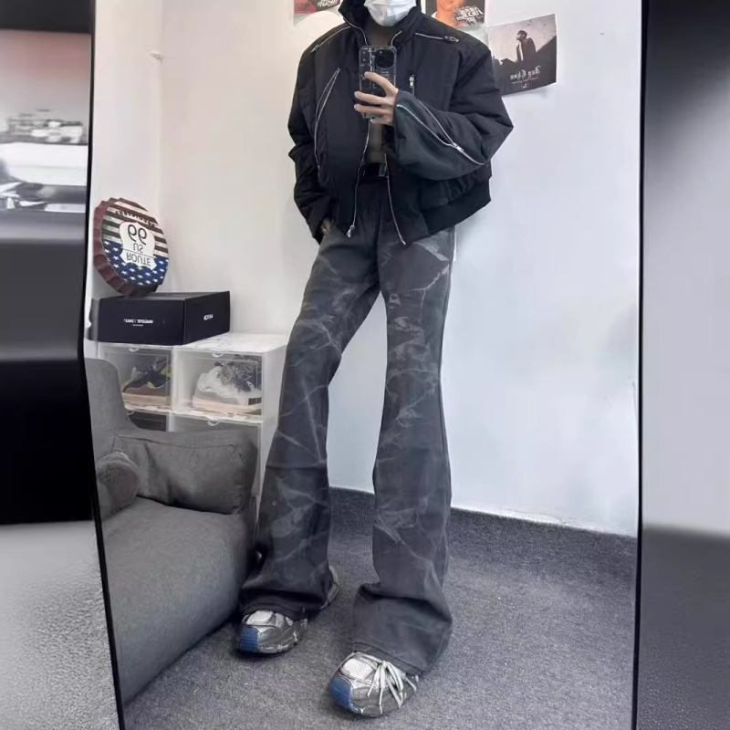 American Style Street Washed Old Weak Jeans Men's Spring and Autumn Loose All-match High Street Vibe Denim Trousers