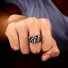 Men's retro jewelry, ring with letters stainless steel, European style, wholesale, simple and elegant design