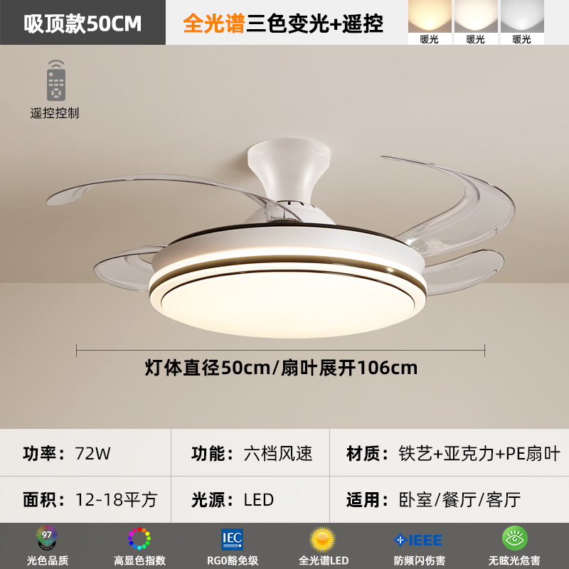 Luz de ventilador superior de absorción de espectro óptico completo 50cm - cambio de luz tricolor + control remoto