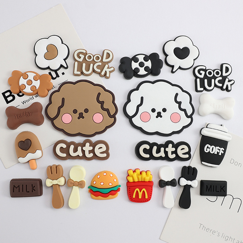 만화 강아지 PVC 부드러운 접착제 패치 DIY 액세서리 휴대 전화 케이스 물 컵 슬리퍼 저장 상자 ipad 냉장고 장식