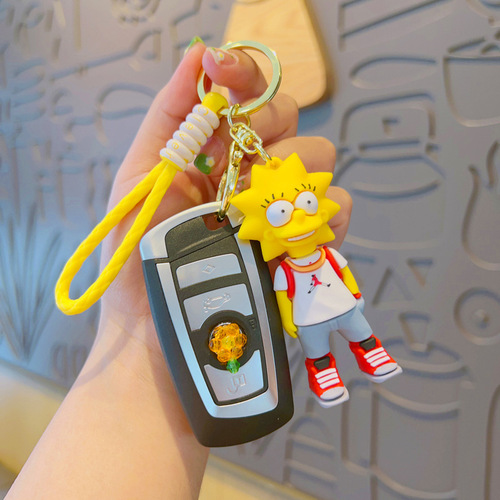 Simpsons Cartoon Silicone Keychain Doll Cute Pendant Doll Bag Pendant Keychain Small Jewelry Wholesale