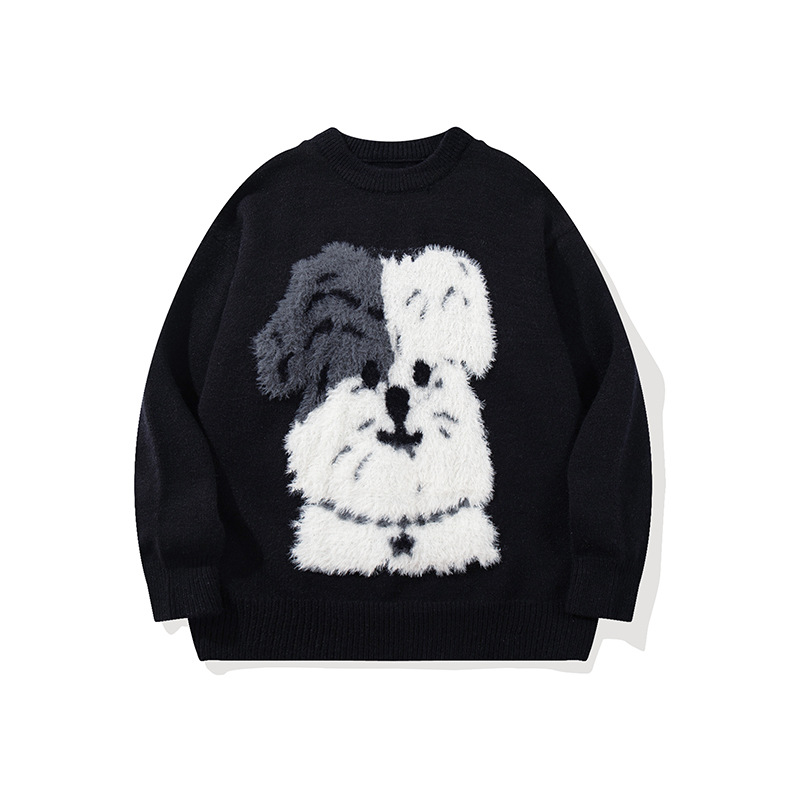 Andrea marca de moda original de dibujos animados perros Jacquard suéter de mujer otoño y invierno suelto casual cálido jersey de punto base image 7