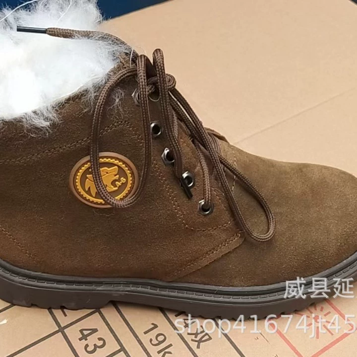 Фабрика оптом мех овчины один-кусок внутренняя кожаная обувь снаружи воловьей кожи внутренний мех овчины один-кусок кожаная обувь