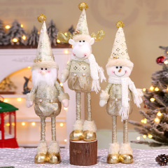 クリスマス新しい老人雪だるま伸縮人形装飾品クリスマスゴールデンスパンコール尖った帽子立ち人形装飾品
