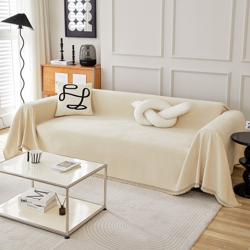 Solid Color Chenille Sofa Blanket Full Cover Sofa Cushion Cover Cloth Towel Double-Sided Use Modern Simple Set Cover Universal for All Seasons
