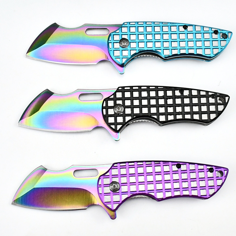 户外随身钥匙挂迷你小刀野营快开轴承折叠刀钛合金小巧水果小刀