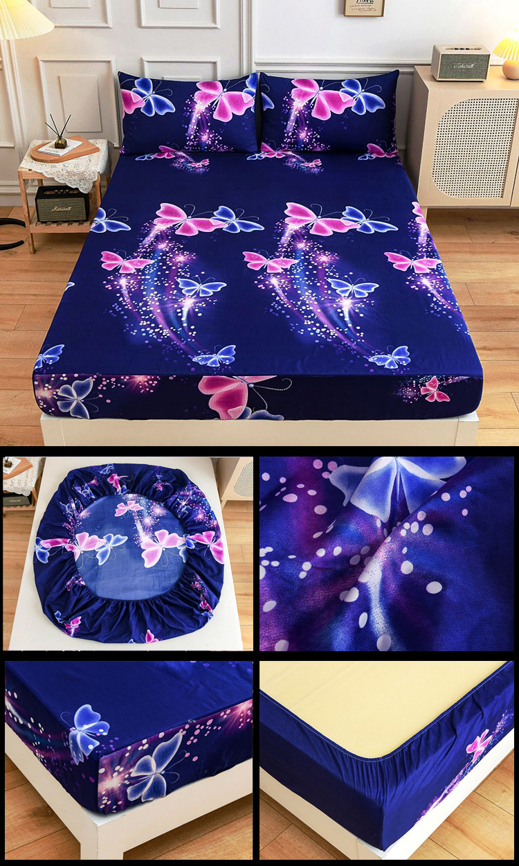 Einzelkissen-Spannbetttuch-Matratzenschutzbezug, 90 g gebürstete Mikrofaser, dreiteiliges Set_voghion.com