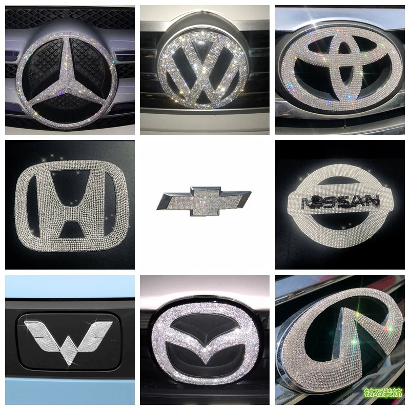 Декоративные 3D-наклейки из хрустальных страз для тюнинга автомобилей, наклейки с логотипом автомобиля из страз, применимые для трансграничной торговли